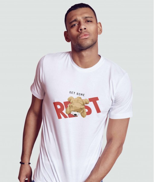 Мъжка тениска с щампа Текст и надписи Get some rest with bear - TShirtArtShop.com